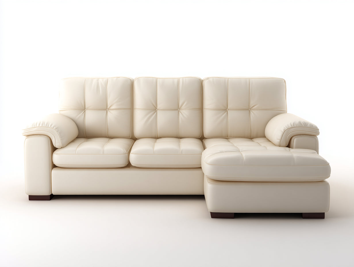 Ecksofa Kunstleder Creme Beige 260x160x85 cm Modern Klassisch Wohnlandschaft Design