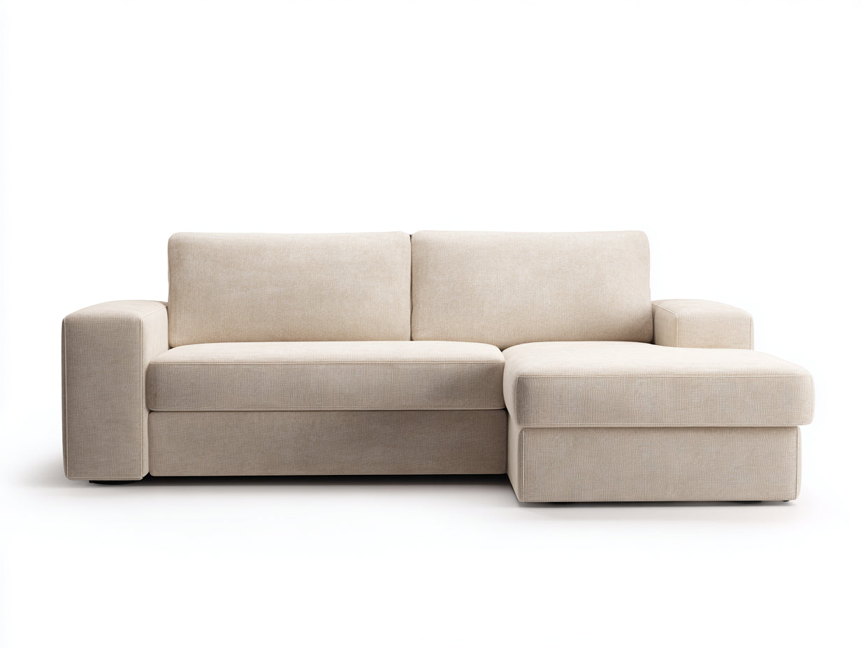 Ecksofa Stoff Beige 240x160x85 cm - Modernes L Form Sofa Minimalistisches Design