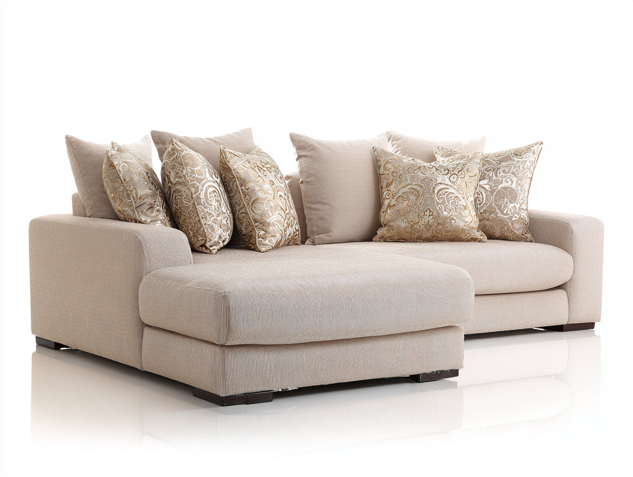 Ecksofa Stoff Beige 260x160x85 cm Modern Wohnlandschaft Klassisch Design