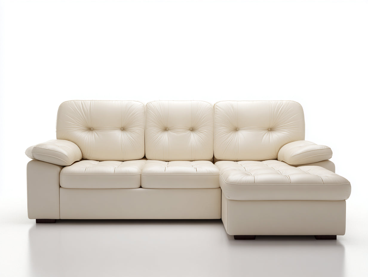 Ecksofa aus Kunstleder 255x165x88 cm - Cremefarben - Modernes Design