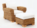 Polyrattan Gartensessel mit Fußhocker 95x85x82 cm - Natur-Weiß - Modernes Loungedesign