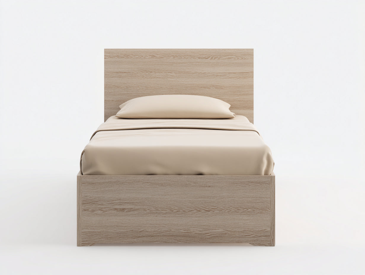 Einzelbett Massivholz Eiche Hell 200x90x80 cm Schlafzimmer Modern Minimalistisch Design