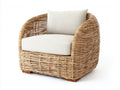Polyrattan Gartensessel Natur Braun Weiss 90x90x80 cm Outdoor Lounge Sessel Rund Design