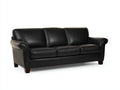 3 Sitzer Sofas Echtleder Schwarz 220x95x85 cm - Klassisches Design Holzfüße Komfortpolsterung