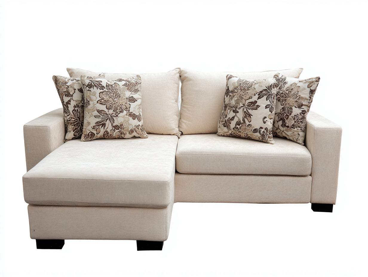 Ecksofa Stoff Beige Links Ottomane 240x160x85 cm - Modernes Wohnzimmersofa Minimalistisch Design
