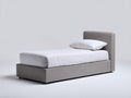 Einzelbett Stoff Polster Grau Gepolstertes Kopfteil Holzrahmen 200x90x85 cm Modernes Schlafzimmer Design