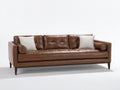 3 Sitzer Sofas Echtleder Braun 220x95x85 cm - Klassisches Design Holzfüße