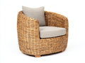 Polyrattan Gartensessel rund Natur Rattan Optik 80x80x78 cm Loungesessel handgeflochten Garten Terrasse