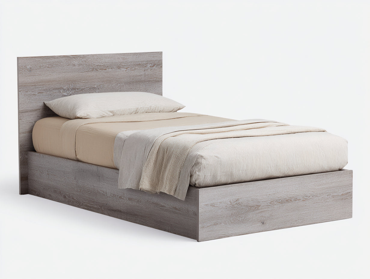 Einzelbett Holz Grau 205x105x90 cm Schlafzimmer modernes skandinavisches Design