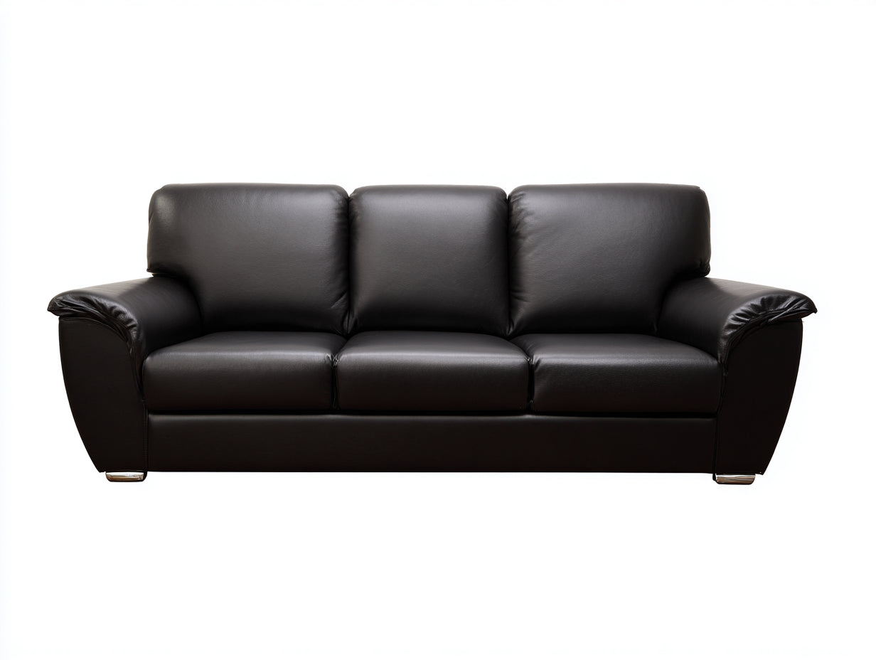 3 Sitzer Sofa Leder Schwarz 210x90x85 cm Wohnzimmer modernes elegantes Design