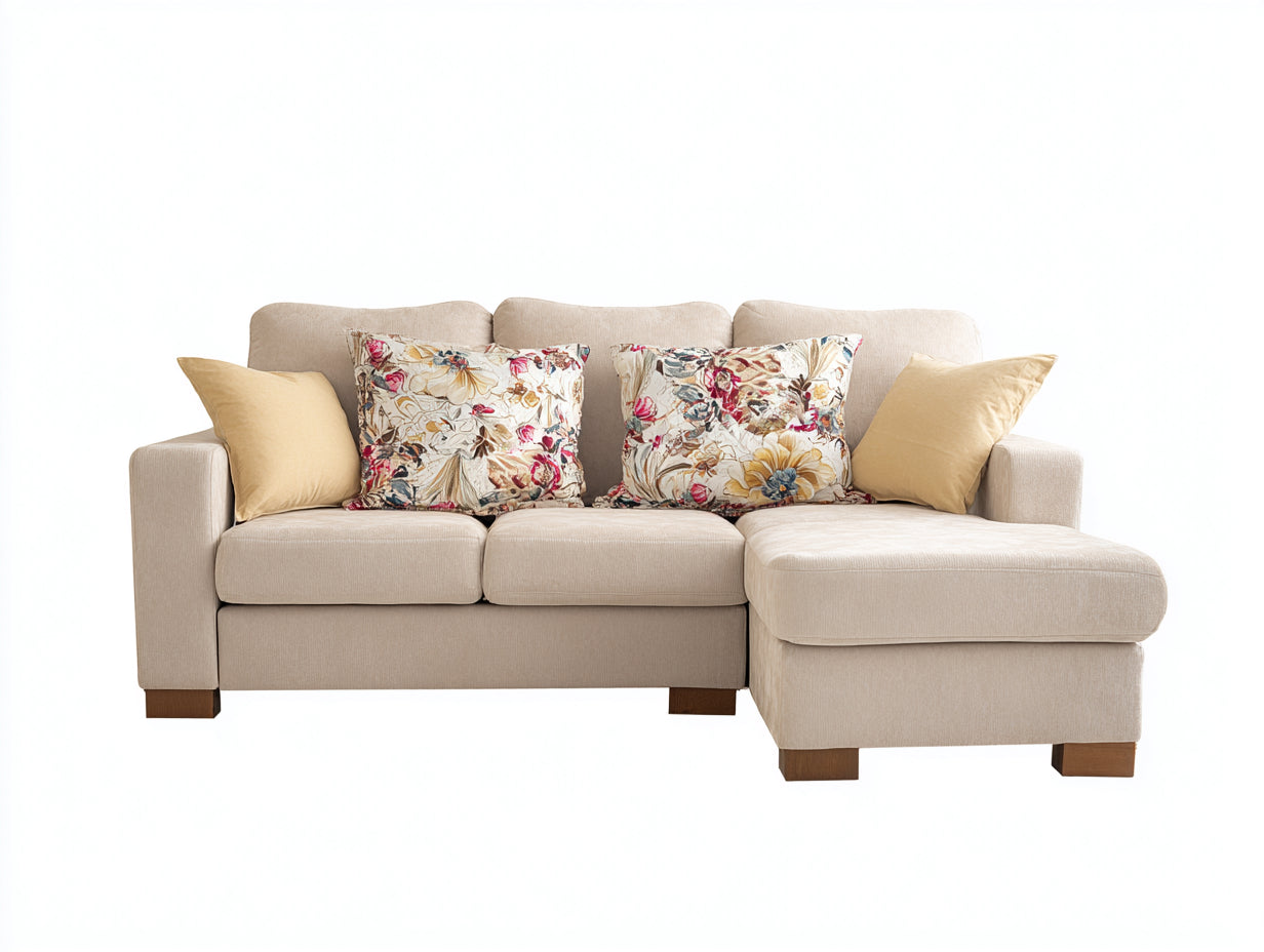 Ecksofa Stoff Beige 260x160x85 cm Modern Wohnlandschaft Design