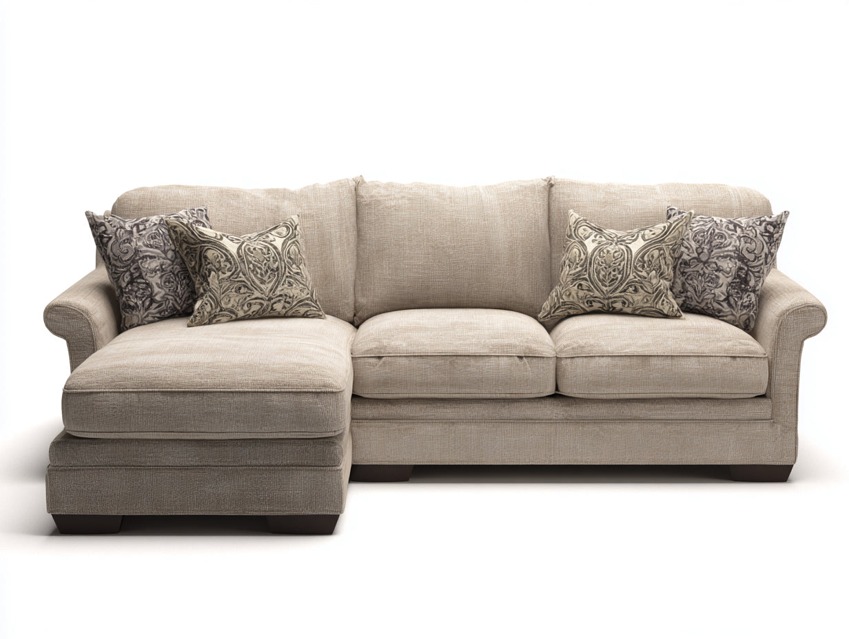 Ecksofa Stoff Beige L Form Modern 270x165x85 cm Wohnzimmer Chaise Links Komfort Polsterecke