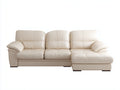 Ecksofa Lederoptik Creme Rechts Ottomane 260x160x85 cm - Modernes Wohnzimmersofa Komfort Design