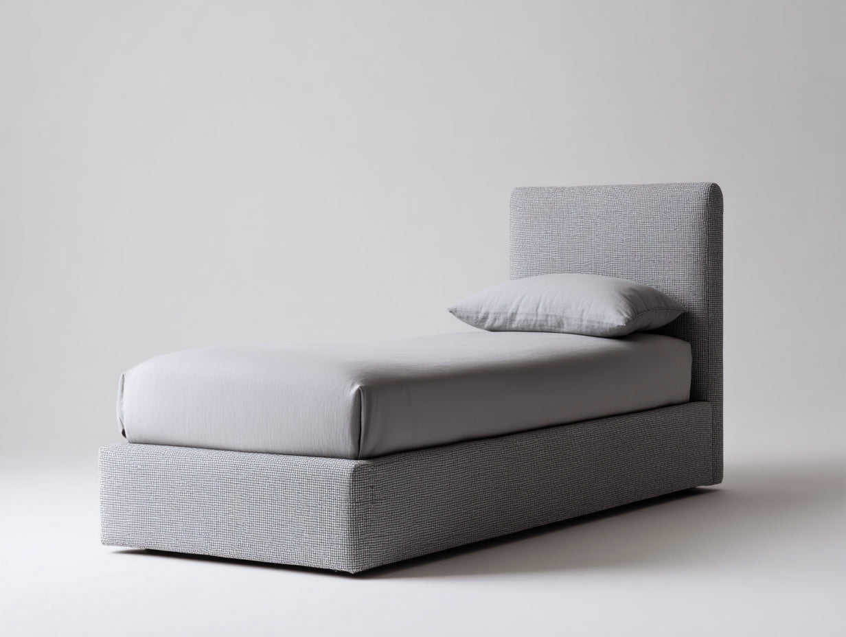 Einzelbett Polster Stoff Grau 200x90x85 cm Schlafzimmer Modern Minimalistisch Design