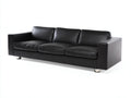 3 Sitzer Sofas Echtleder Schwarz 220x90x85 cm - Modernes Design Metallfüße