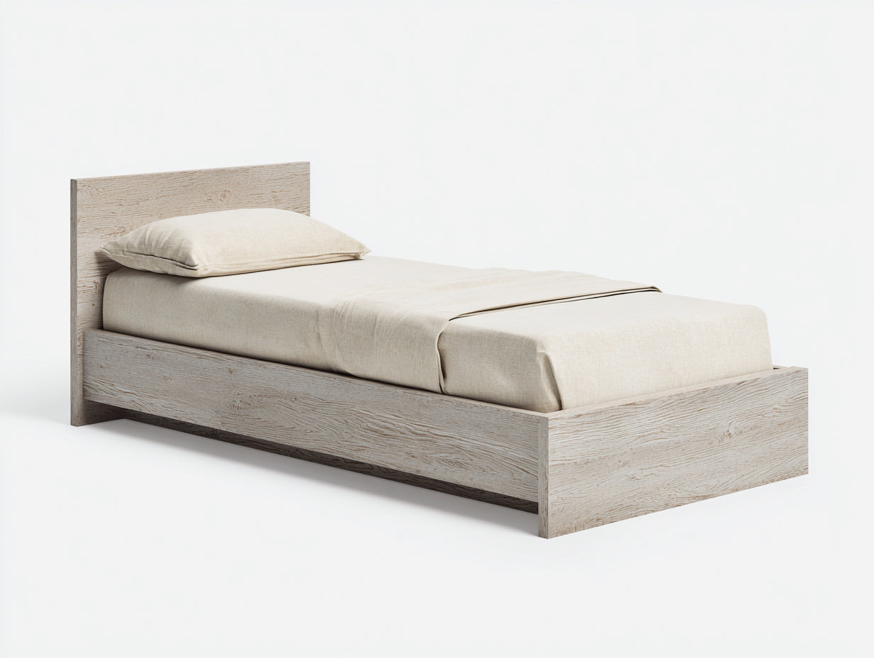 Einzelbett Holzwerkstoff 200x100x90 cm - Natur Holz Weiß - Modernes minimalistisches Schlafzimmerbett