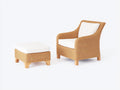 Polyrattan Gartensessel Set mit Hocker Natur Beige Outdoor Lounge 75x80x85 cm - 55x45x40 cm Gartenmöbel