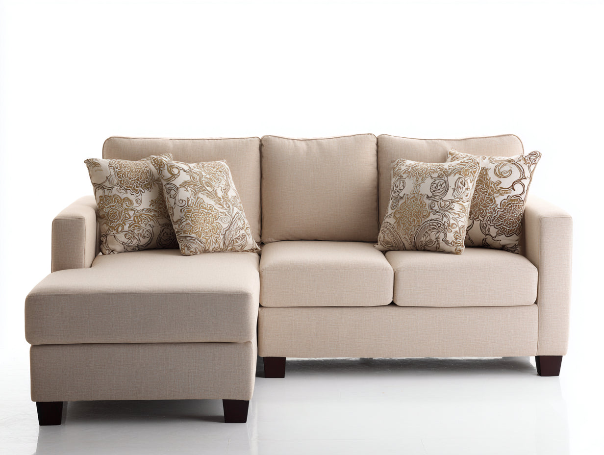 Ecksofa Stoffbezug 245x160x88 cm - Cremefarben - Modernes Design