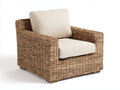 Polyrattan Gartensessel Geflochten Holzrahmen 80x75x85 cm - Natur Beige - Modernes Outdoor Lounge Design