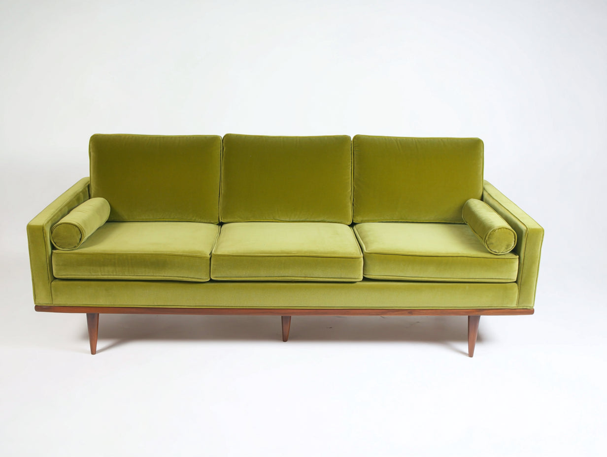 3 Sitzer Sofas Stoff Olivgrün 210x85x80 cm Modern Mid Century Design