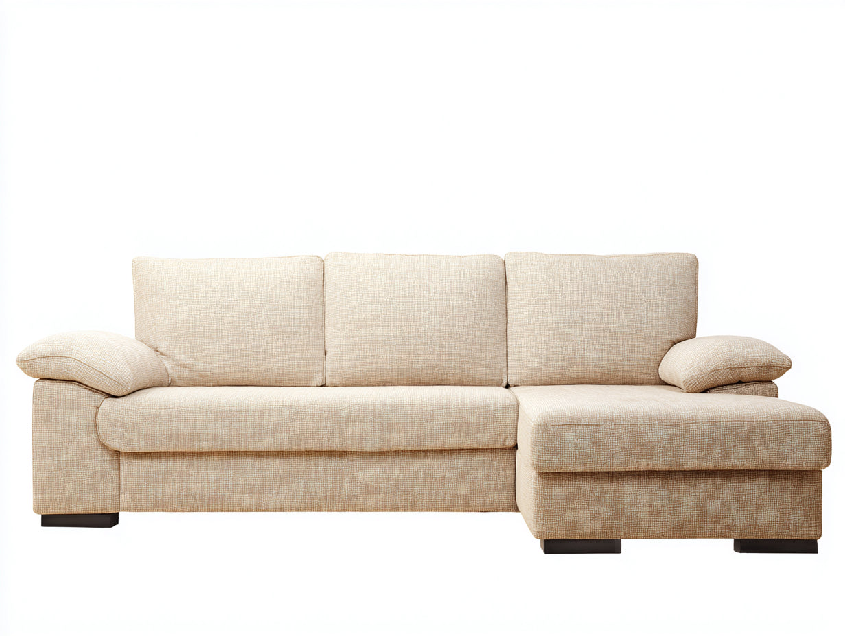 Ecksofa Stoff Beige 260x160x85 cm Wohnzimmer modernes Design mit Recamiere