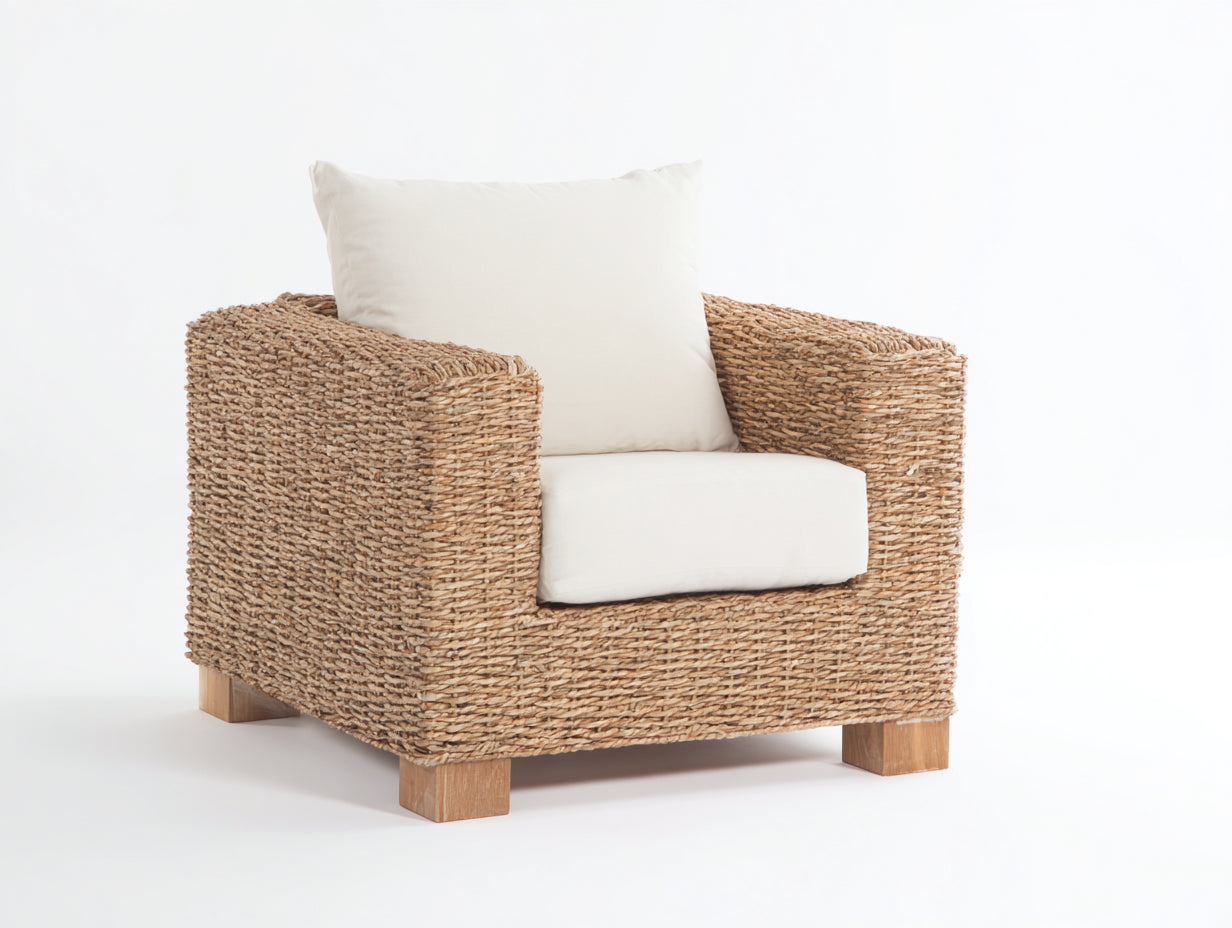 Polyrattan Gartensessel 90x85x82 cm - Natur-Weiß - Modernes Loungedesign