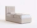 Einzelbett Polsterbett Stoff Gepolstert 200x100x110 cm - Beige Creme - Modernes Vertikal Steppdesign Schlafzimmerbett
