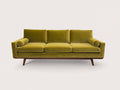 3 Sitzer Sofa Samt Grün Goldgelb Modern 210x88x80 cm Holzfüße Wohnzimmer Polstersofa Elegantes Design