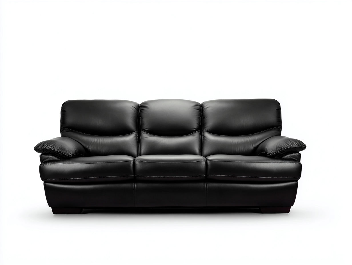 3 Sitzer Sofas aus Kunstleder 218x92x90 cm - Schwarz - Modernes Design