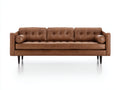 3 Sitzer Sofa Echtleder Braun Klassisch Modern 210x90x80 cm Wohnzimmer Polster Sofa Tuft Design