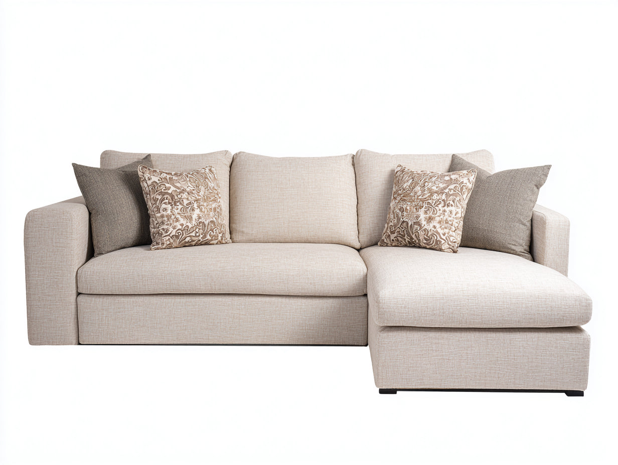 Ecksofa Stoffbezug 268x168x86 cm - Cremefarben - Modernes Design